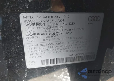2020 Audi Q3 Premium 45 Tfsi S Line Quattro Tiptronic z USA, uszkodzony, nr VIN WA1DECF3XL1029438
